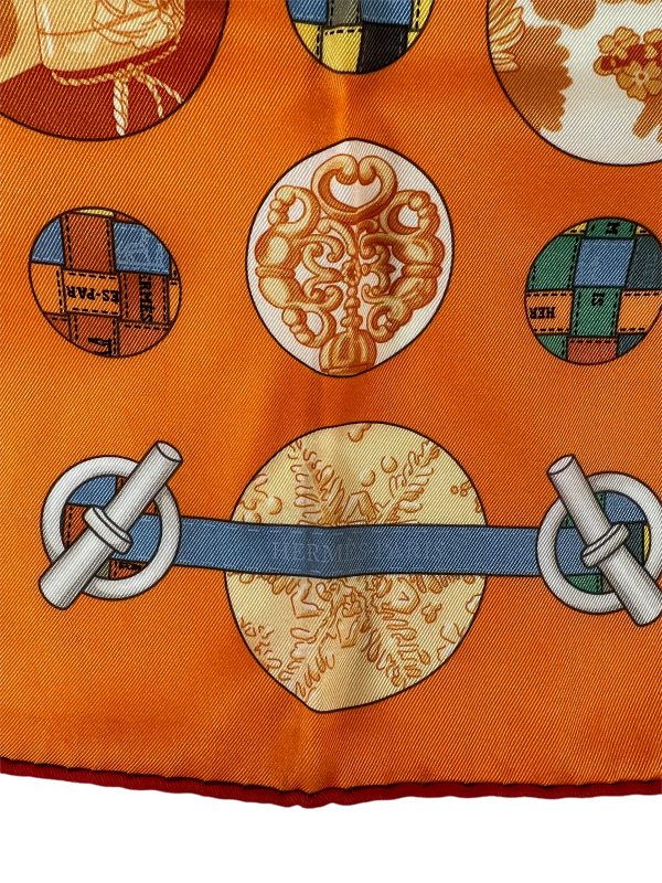 Hermès Orange Printed Silk Scarf Online Sale