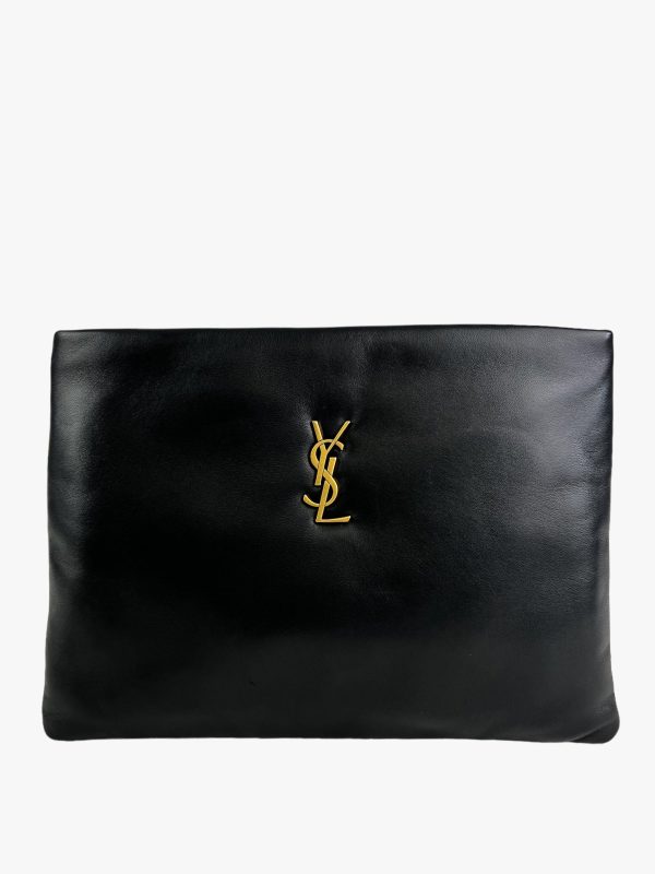 Saint Laurent Black Leather Calypso Pouch For Discount