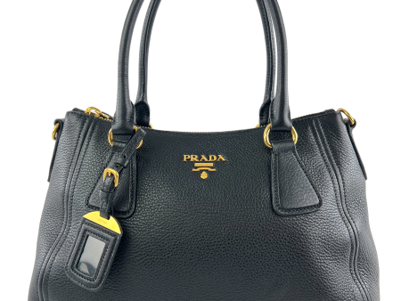 Prada Black Grained Leather Crossbody Tote For Cheap