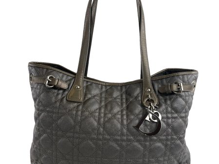 Christian Dior Grey Cannage Quilted Canvas Tote For Discount