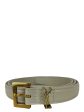 Saint Laurent White Leather Goldtone Logo Belt Discount