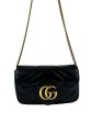 Gucci Black Chevron Leather Mini Marmont Crossbody For Sale