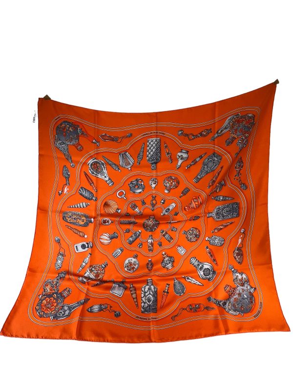 Hermès Orange Printed Silk Scarf Online Sale