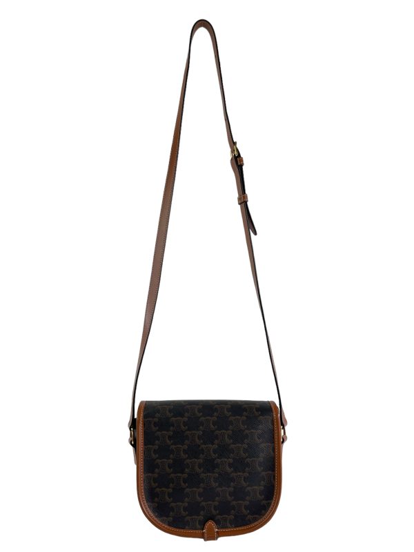 Celine Monogram Medium Leather & Canvas Folco Crossbody For Sale