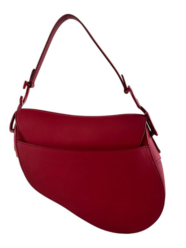 Christian Dior Red Calfskin Leather Saddle Bag Online Hot Sale