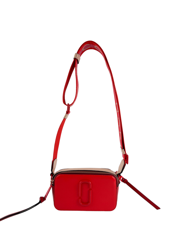 Marc Jacobs Coral Red & Pink Leather Snapshot Crossbody Hot on Sale