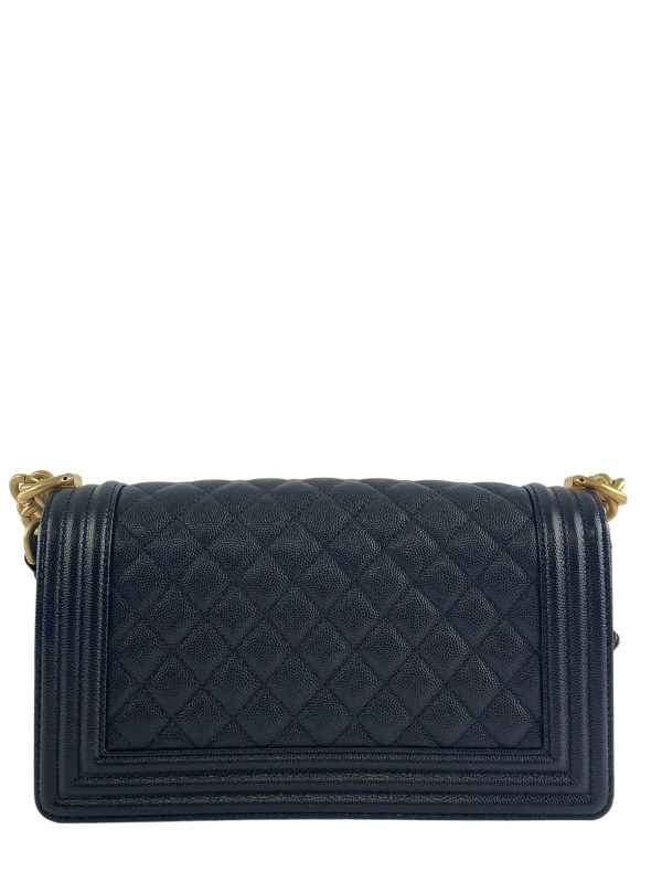 Chanel Black Caviar Leather Boy Bag W  Goldtone Hardware Discount