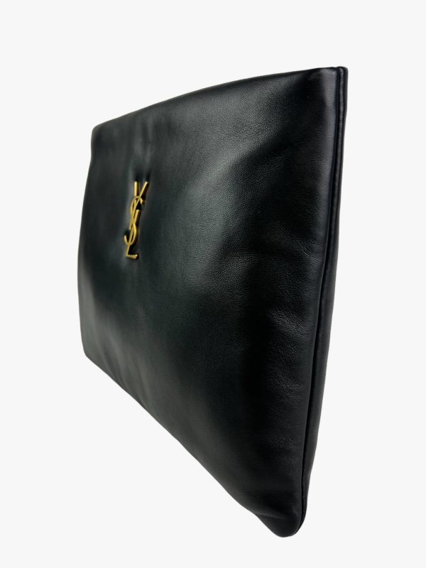 Saint Laurent Black Leather Calypso Pouch For Discount