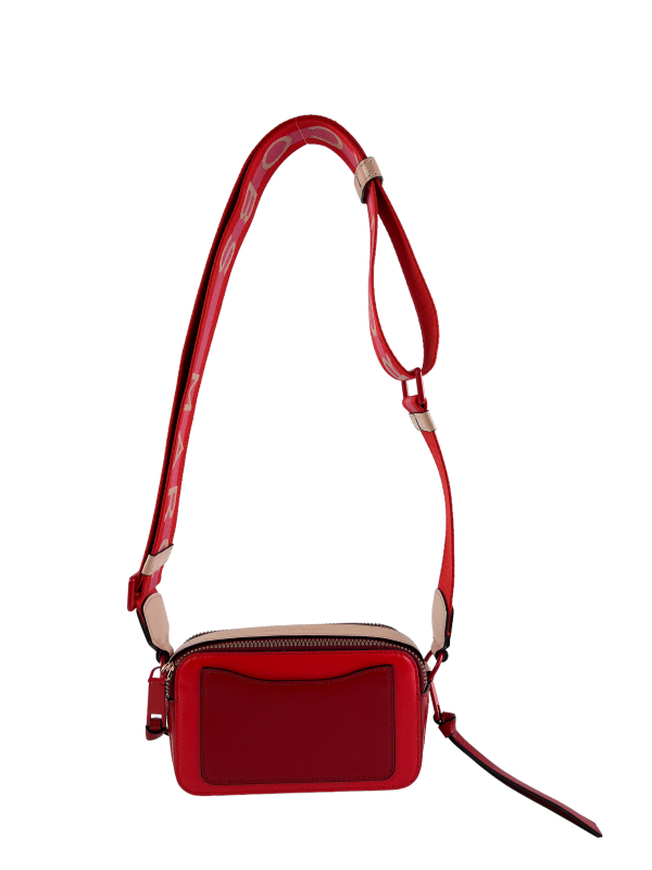 Marc Jacobs Coral Red & Pink Leather Snapshot Crossbody Hot on Sale