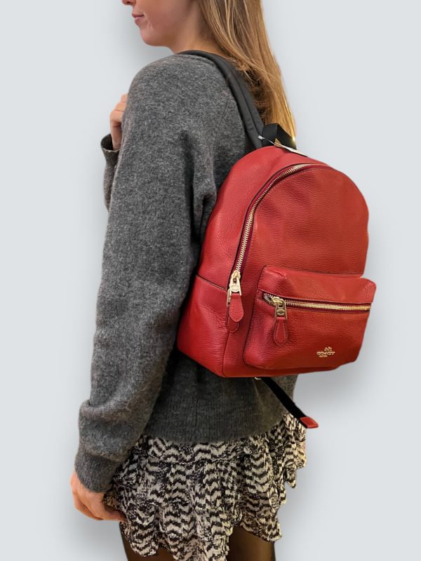 Coach Red Leather Backpack Online now