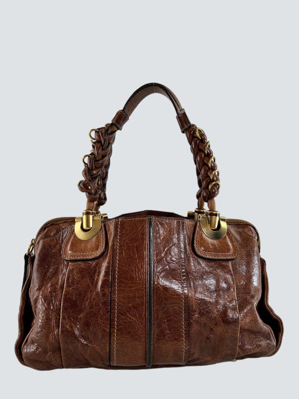 Chloe Brown Leather Heloise Satchel Fashion