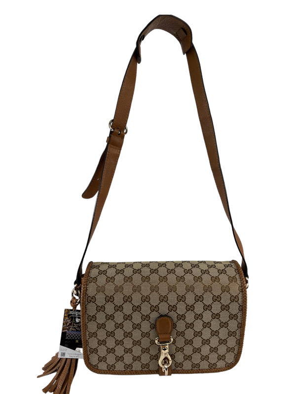 Gucci Monogram Canvas & Tanned Leather Marrakech Satchel Fashion