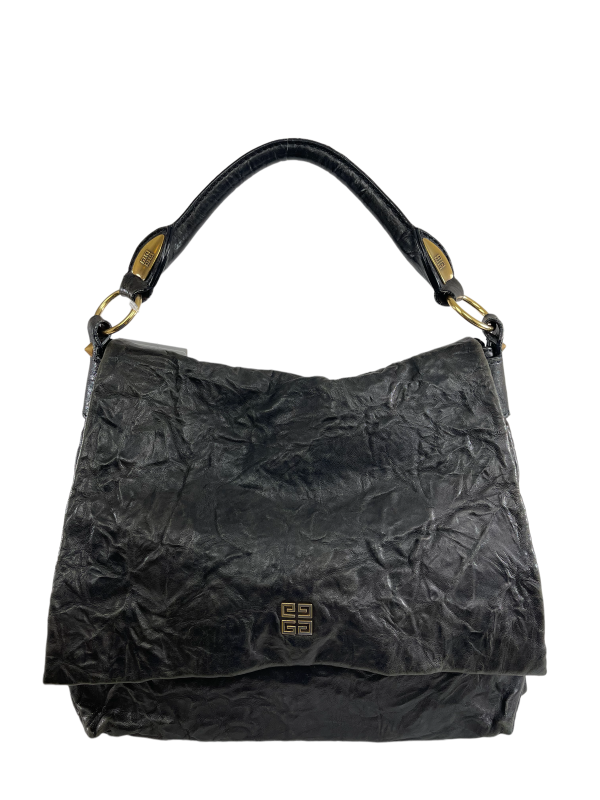 Givenchy Vintage Black Crinkle Effect Leather Hobo For Cheap