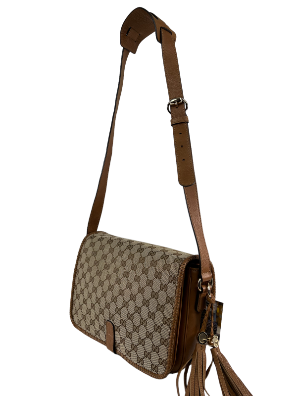 Gucci Monogram Canvas & Tanned Leather Marrakech Satchel Fashion