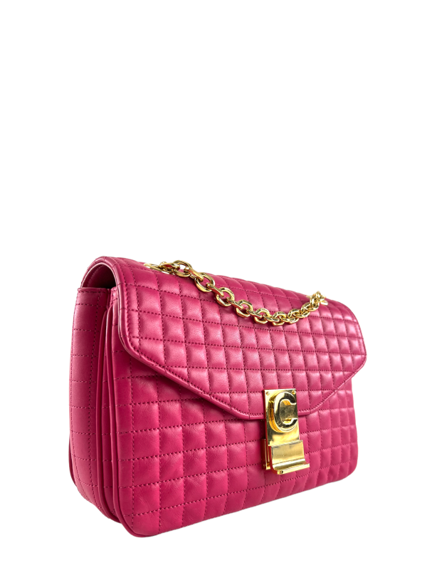 Celine Pink Quilted Leather  C  Chain Shoulder Hot on Sale