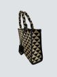 Prada Black and Tan Symbole Jacquard Fabric Tote Hot on Sale