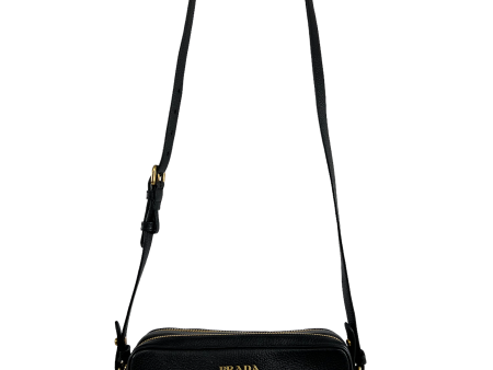 Prada Black Leather ‘Camera’ Crossbody Bag For Sale