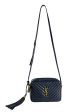 Saint Laurent Navy Chevron Leather Lou Camera Bag Crossbody Hot on Sale