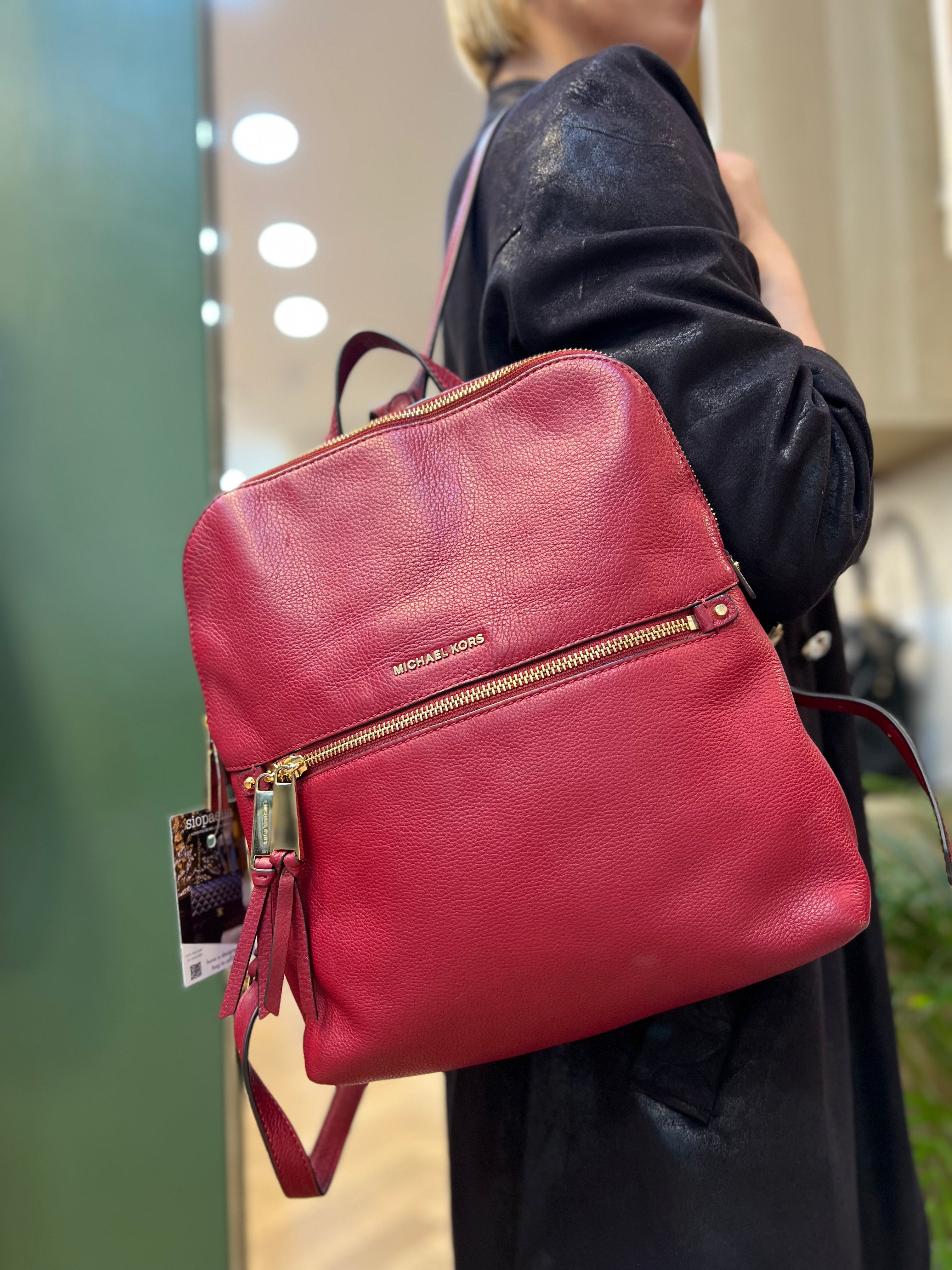 Michael Kors Red Leather Backpack Supply