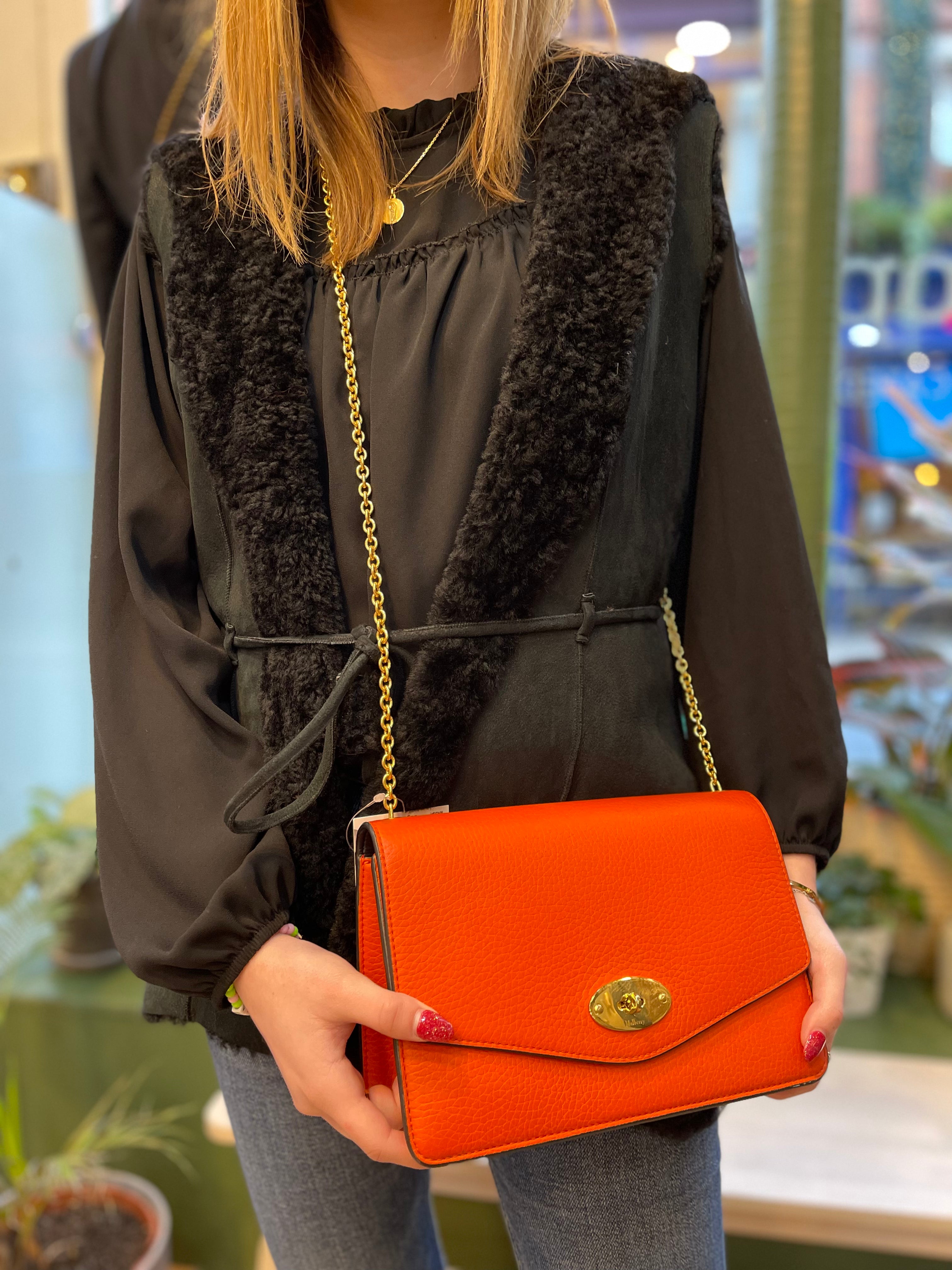 Mulberry Orange Leather  Darley  Chain Crossbody Online Sale