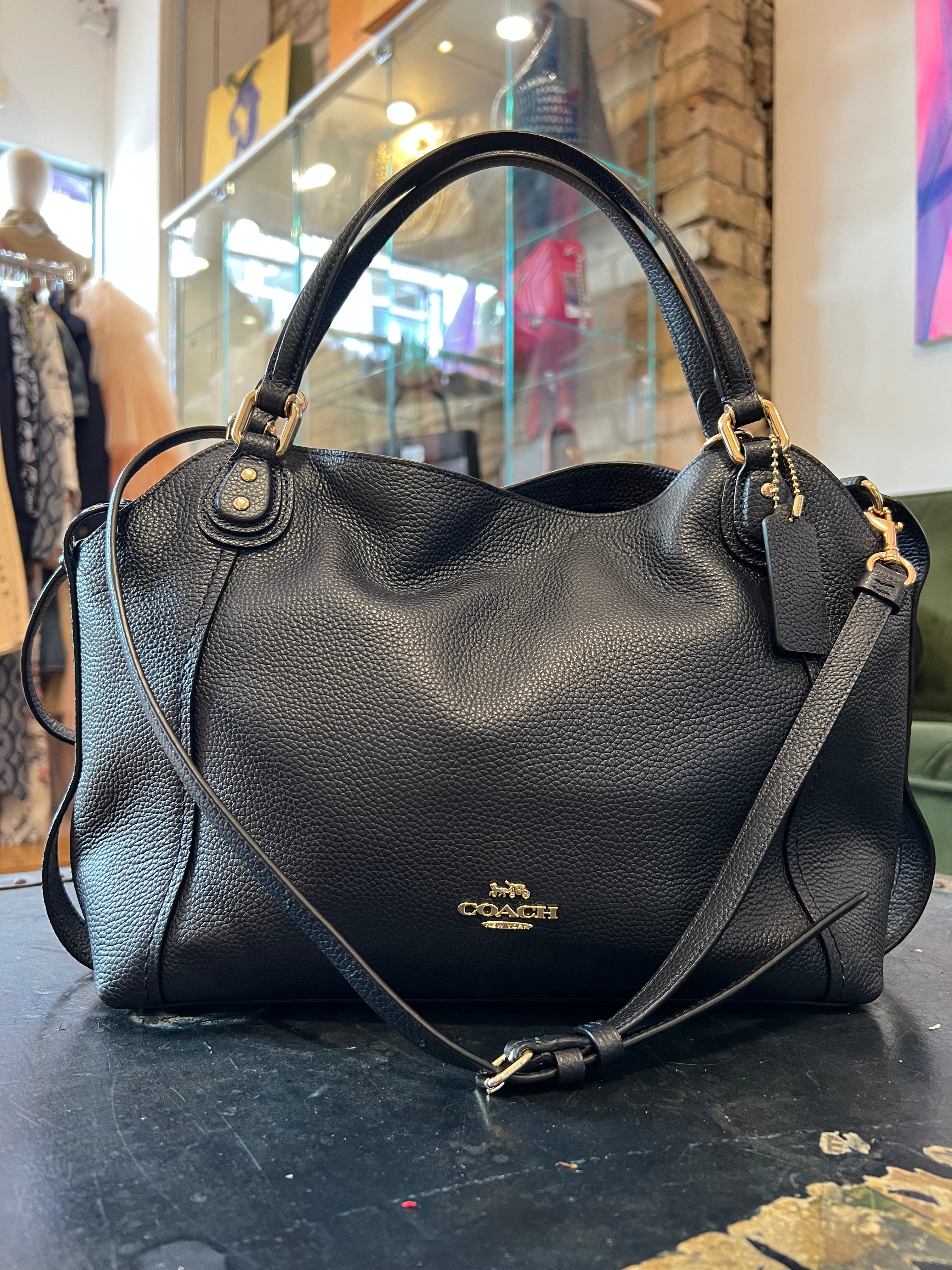 Coach Navy Leather Tote Online Hot Sale