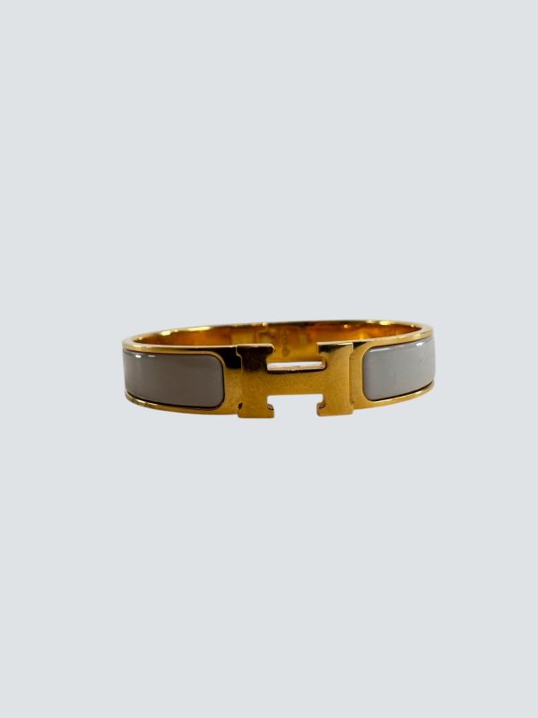 Hermès Off White Enamel  H  Bracelet For Cheap