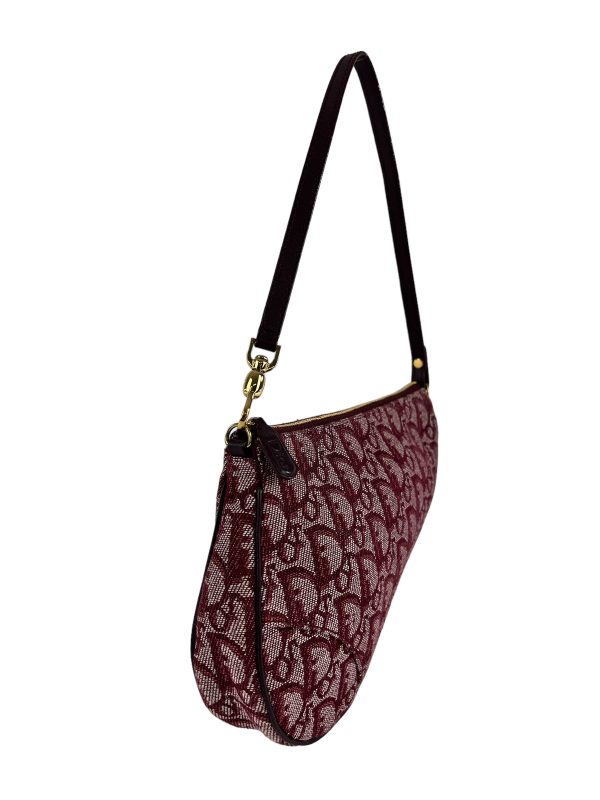 Christian Dior Maroon Monogram Canvas Mini Saddle Bag on Sale