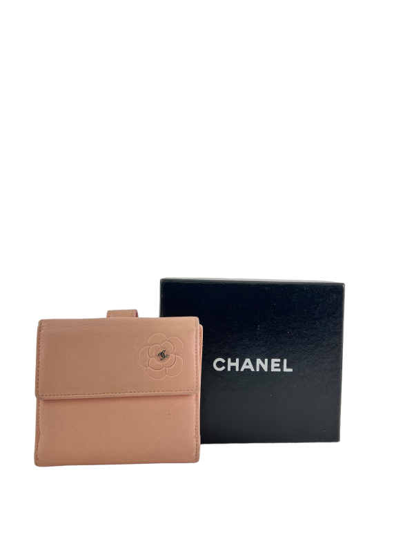 Chanel Pink Camelia Leather Wallet Sale