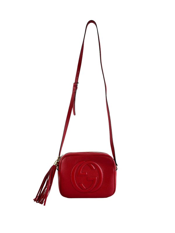 Gucci Red Leather Soho Crossbody Hot on Sale