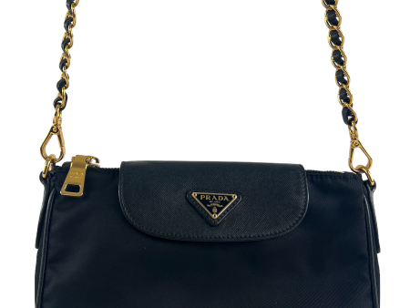 Prada Small Vintage Black Nylon & Leather Crossbody Online Sale