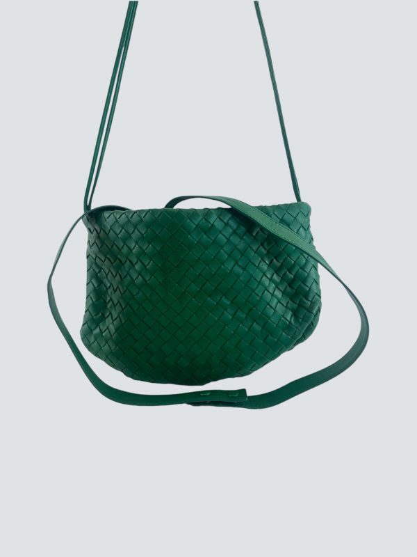 Bottega Green Intrecciato Leather Crossbody Supply