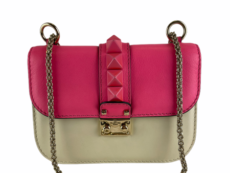 Valentino Hot Pink & Cream Leather Mini Rockstud Crossbody - As seen on Instagram Supply