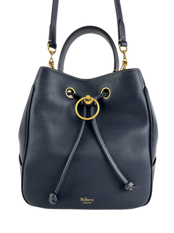 Mulberry Navy Leather Hampstead Bucket Bag on Sale