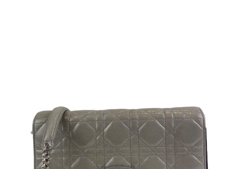 Christian Dior Silver Cannage Quilted Lambskin Leather “Miss Dior” Crossbody Discount