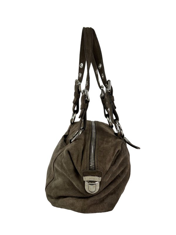 Prada Olive Suede Shoulder Bag Hot on Sale