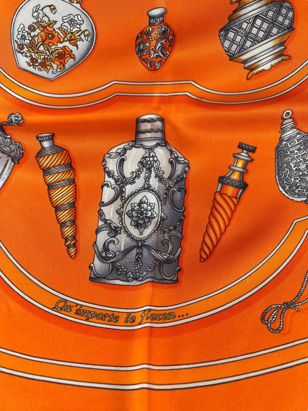 Hermès Orange Printed Silk Scarf Online Sale