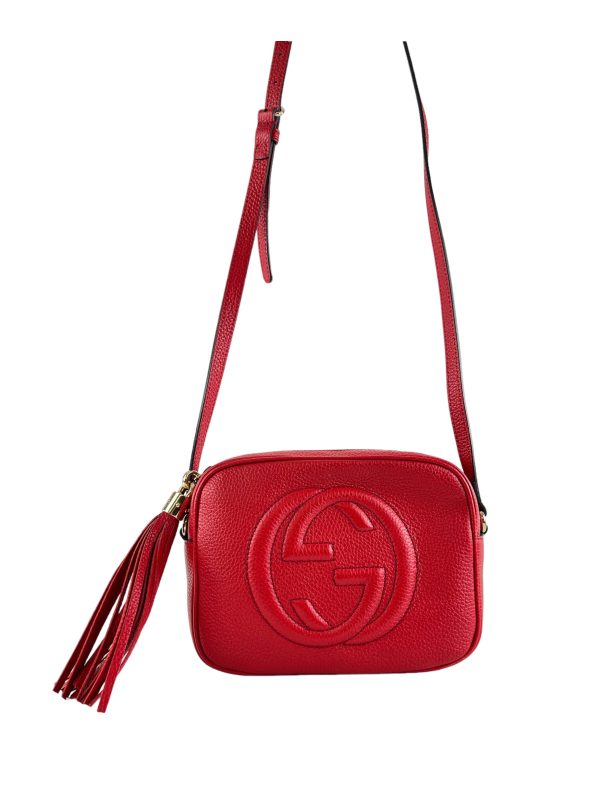 Gucci Red Leather Soho Crossbody Hot on Sale