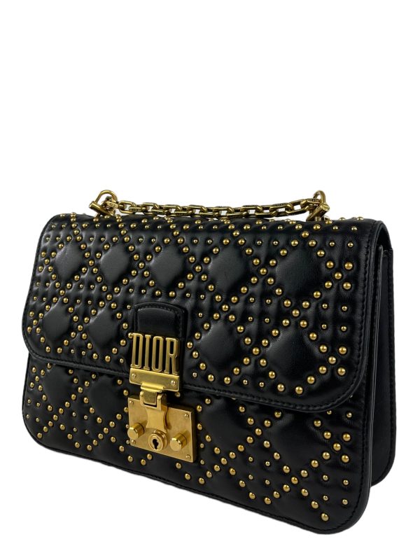 CHRISTIAN DIOR BLACK STUDDED LAMBSKIN  DIORADDICT  MEDIUM FLAP Supply