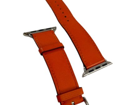 Hermès Orange Leather Apple Watch Strap Online