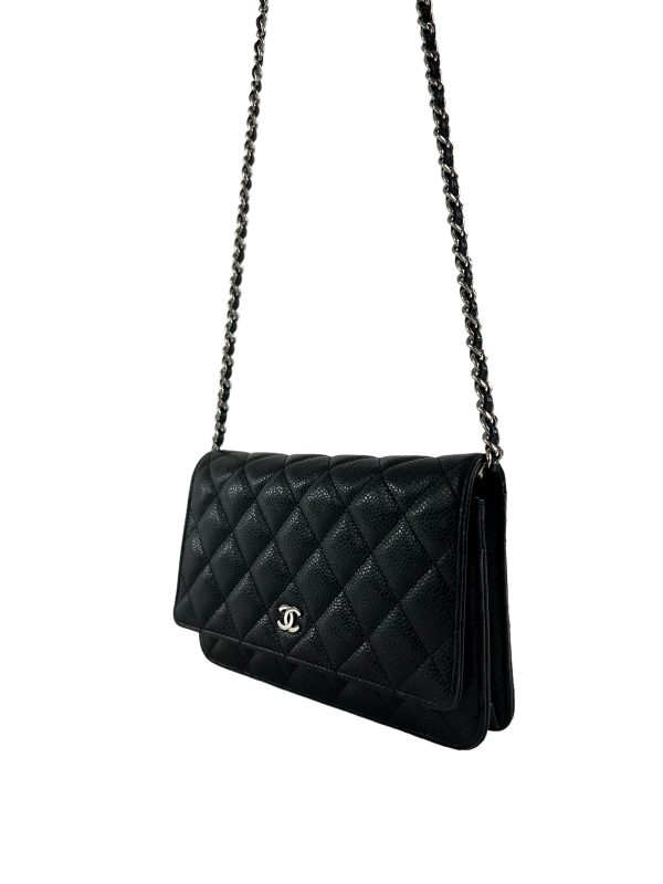 Chanel Black Caviar Leather Wallet On Chain With Silvertone Hardware Cheap