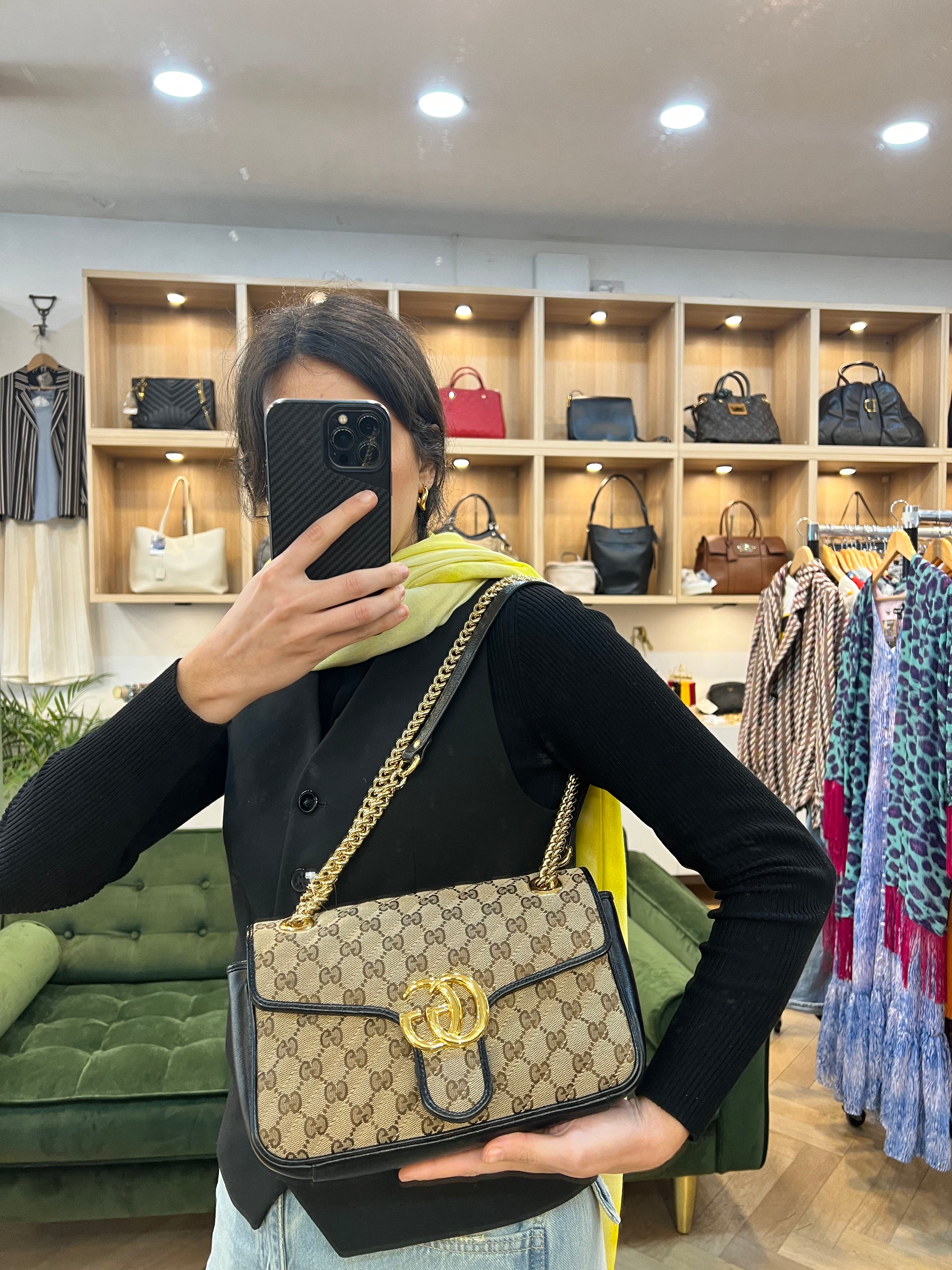 Gucci Monogram Canvas Marmont Shoulder Bag Sale