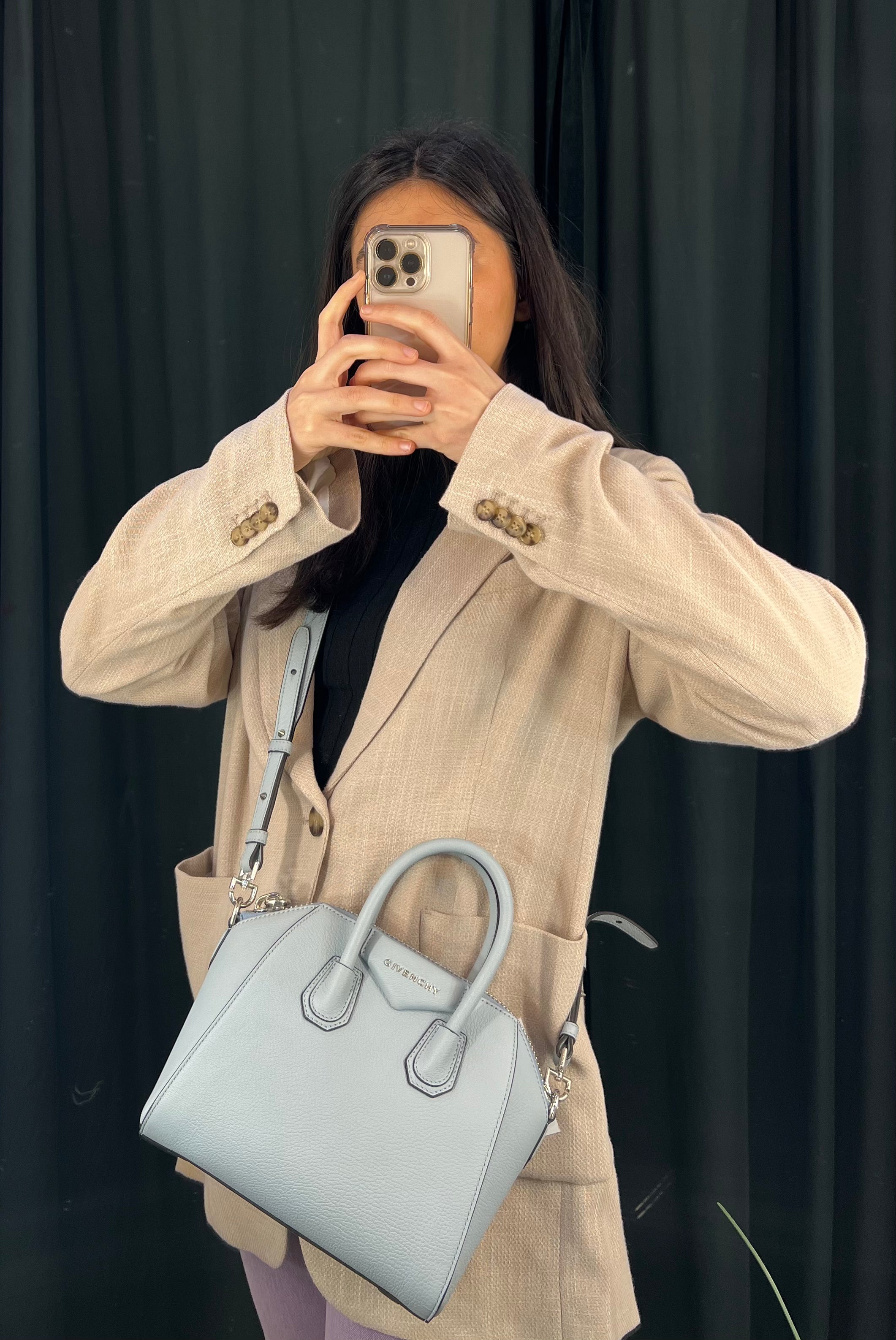 Givenchy Ice Blue Leather Mini Antigona Crossbody Supply