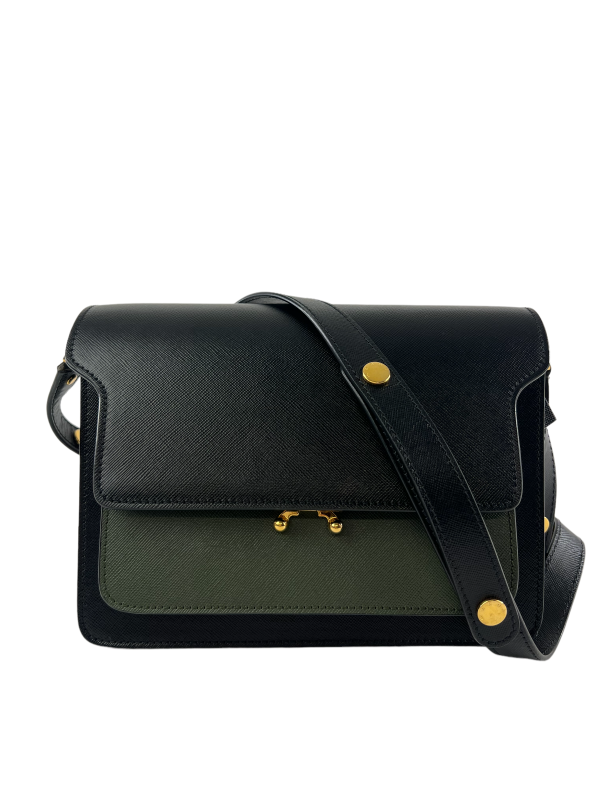 Marni Black & Olive Leather Trunk Handbag Online now