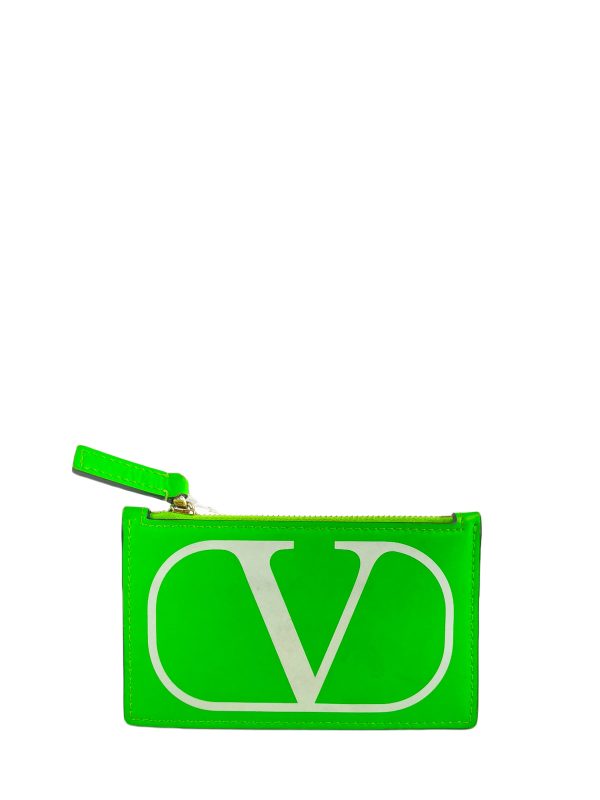 Valentino Lime Green Leather Card Holder Discount