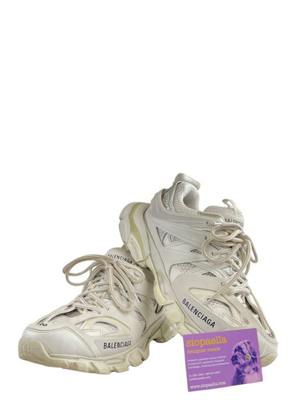 Balenciaga White Leather ‘Track’ Trainers - UK6 For Sale