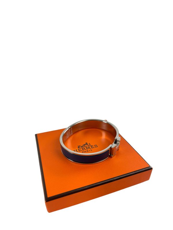 Hermès Blue Enamel Palladium Plated  H  Bracelet Discount