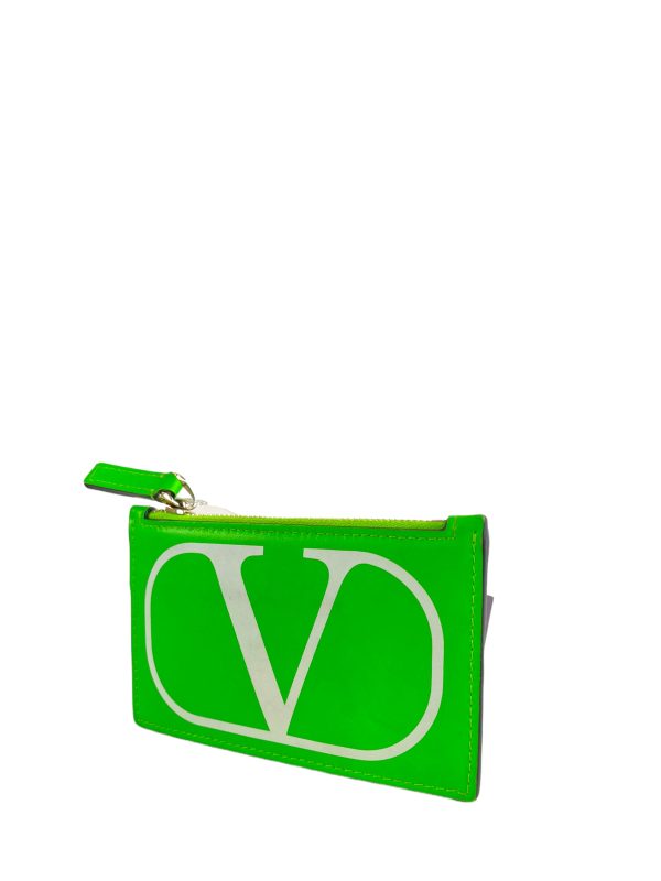 Valentino Lime Green Leather Card Holder Discount