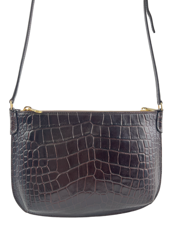 APC Brown Croc Effect Leather Crossbody Sale