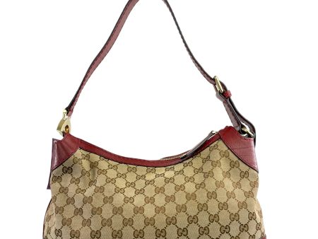 Gucci Monogram Canvas & Maroon Leather Shoulder Bag Hot on Sale