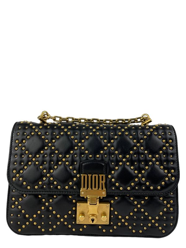 CHRISTIAN DIOR BLACK STUDDED LAMBSKIN  DIORADDICT  MEDIUM FLAP Supply